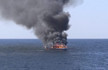 US Navy rescues Iranian drug smugglers from burning ship off coast of Oman
