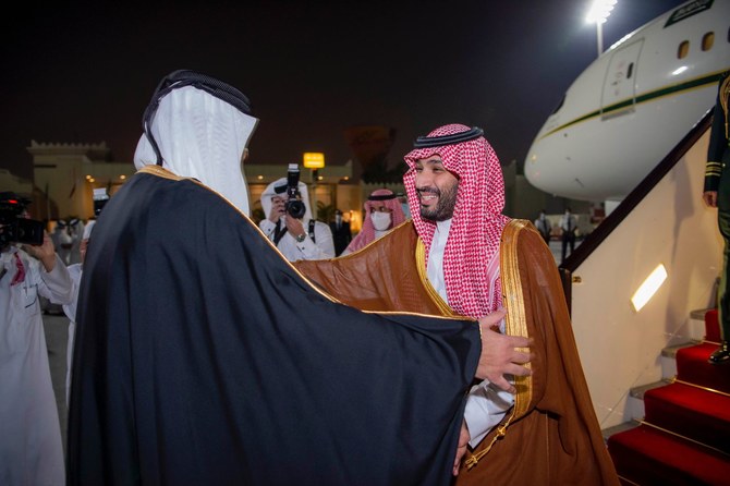 Saudi Arabia’s crown prince arrives in Qatar, meets emir